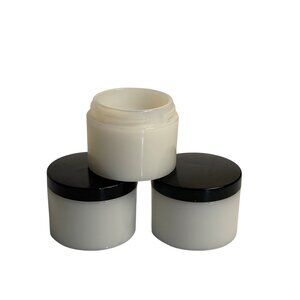 Thick Glass Cosmetic Containers With Screw Cap Tin Lids Black White Retro Set 3